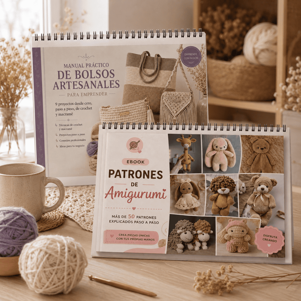 2x1 +50 Patrones de Amigurumis + 9 Proyectos Bolsos Artesanales  + Guía de emprendimiento