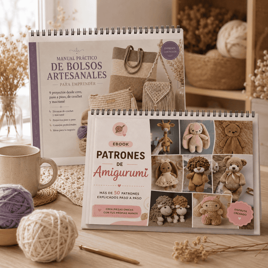 2x1 +50 Patrones de Amigurumis + 9 Proyectos Bolsos Artesanales  + Guía de emprendimiento
